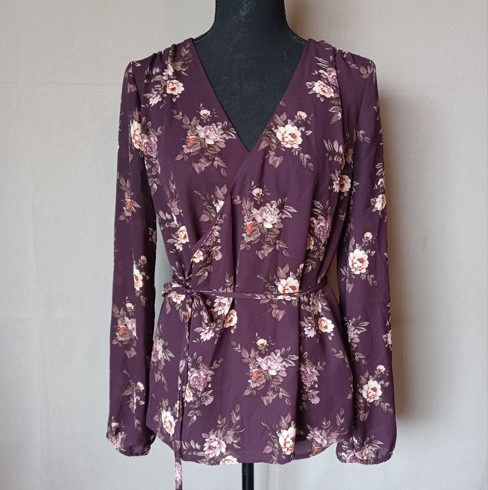 F21 Floral Wrap Top
